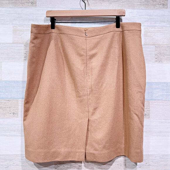 J CREW Double Serge Wool Pencil Skirt Tan Back Vent Lined Career Womens 20 - Picture 2 of 5